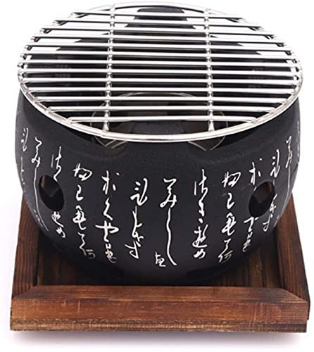 Barbecue da Esterno, Barbecue da Interno, Barbecue a Carbone, Barbecue da Tavolo Giapponese con Base in Legno e Rete di Testo, Forno Rotondo, Barbecue Giapponese Doppio, fornelli ad Alcol, Piccolo (B