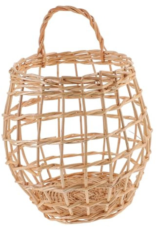 HOLIDYOYO Hängender Rattan Geflechtkorb für Küche Platzsparender Wand Eierkorb und Gemüsekorb Handgewebter Beige Blumenkorb mit Kreativem Design für Ingwer und Gewürze Zufällige Farbe