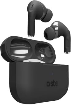 SBS Air Kab Max TWS - Cuffie Auricolari In-Ear True Wireless Stereo, Custodia con Ricarica Wireless, Hall Switch, Dual Leader, Autonomia 5h, Comandi Touch, per Smartphone, Tablet, Laptop, Nero