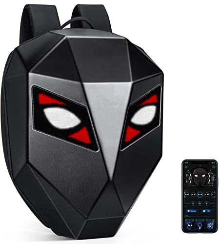 Gelrova Zaino da casco per moto, Zaino da moto con indicatore LED, Casco 3D Hard Shell, borsa da viaggio programmabile dinamica pixel Daypack, Motorcycle Helmet Backpack