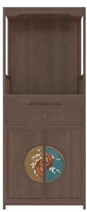 Plateforme d'offre de richesse de style chinois Table d'offrande de richesse de style chinois avec peinture laquée, armoire verticale de sanctuaire de Bouddha for la maison Table Bouddha Chinois(Bruin