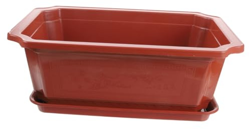 HEMOTON Quadratischer Bonsai Pflanztopf mit Untersetzer Großer Pflanzkübel für Balkon Garten Büro Vielseitiger Blumentopf für Sukkulenten Kakteen und Zimmerpflanzen Modernes Design Robust