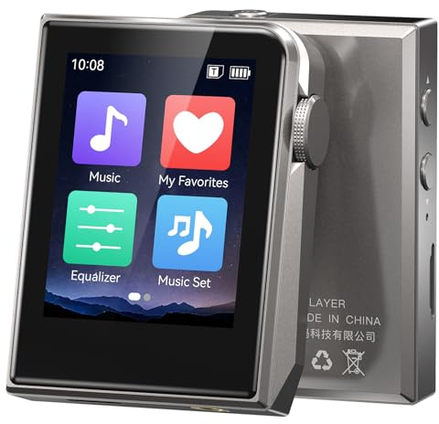 RUIZU Lecteur MP3 HiFi sans perte de 64 Go, écran tactile DSD haute résolution, lecteur de musique portable haute résolution avec molette de défilement du volume, FLAC WAV APE, carte micro SD étendue
