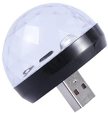 Veemoon USB Mini Disco Ball Light Sound Activated LED Stage Lighting for Party Bar Karaoke Christmas Portable USB Powered Dj Lighting with Colorful Rotating Effects Compact Black Design