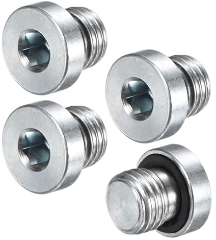 M METERXITY 4-Pack M10x1.25mm Inner Hex Head Pipe Fitting Plug, Carbon Steel Sensor Socket Plug with Seal O-Ring for Terminate Pipe Ends/High Pressure Washer, Sealing Screw