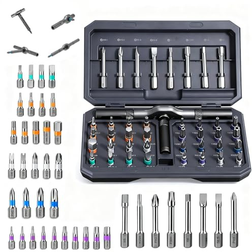 Set di cacciaviti magnetici 42 in 1, set di cacciaviti a cricchetto portatili, set di chiavi a brugola con manico a T, adatto per riparazioni, elettroniche, digitali, biciclette, casa