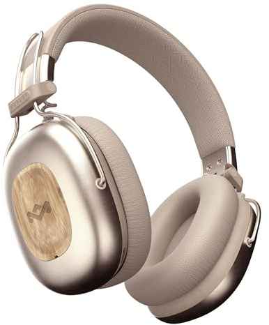 House of Marley Positive Vibration Rebel Over-Ear ANC Kopfhörer - Cream | Wireless Bluetooth, adaptives Noise Cancelling, 130 Std. Akku, IPX5, 40mm-Treiber, nachhaltige Materialien