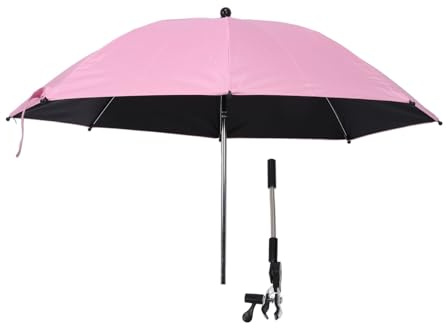 petjoyful Baby-Sonnenschirm zum Anklippen, Sonnenschutz, Sonnenschutz, Regenschirm, universeller Kinderwagen-Sonnenschirm mit 360 Grad Verstellbarer Klemme für Kinderwagen, (Rosa)