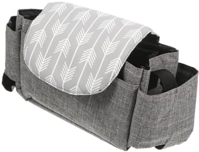 Abaodam Kinderwagentasche Organizer aus Polyester mit Reißverschluss und Handyfach für Outdoor Praktische Aufbewahrungstasche mit Einhandbedienung und Mehreren Fächern