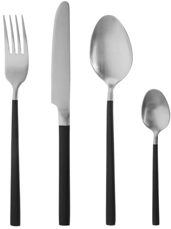 Set 24 posate acciaio inox manico nero Supreme