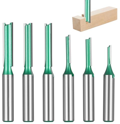 6 Set Fräsbitar för Trä, Fräs för Fräsning, Set av Fräsbitar för Rät Fräsmaskin för Träbearbetning, spårbit med dubbel fräsning med kant (3mm, 4mm, 5mm, 6mm, 7mm, 8mm)