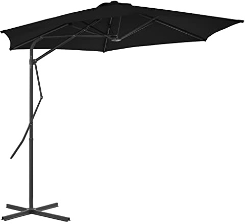 Holamys Sonnenschirm mit Stahl-Mast 300x230 cm Schwarz, UV-Schutz Gartenschirm für Terrasse und Balkon, 360° drehbarer Ampelschirm mit Kreuzfuß für Außenbereich