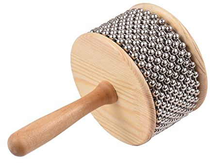 TIKATARER Cabasa en Bois, Mini Jouets, Instrument de Percussion, Chaîne de Perles en Métal et Cylindre, Instrument de Percussion à Main pour Groupe de Classe, Enseignement Musical