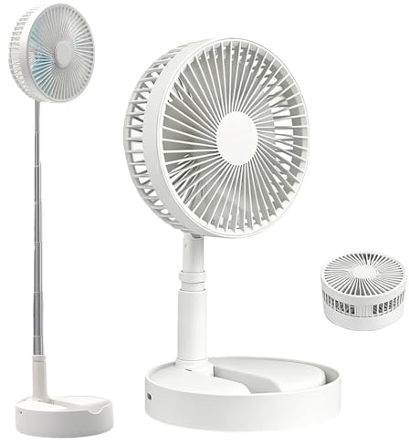 Sulobom Ventilatore da tavolo 3 in 1, 4 livelli di velocità, regolabile in altezza, portatile, pieghevole, ricaricabile, potente ventilatore da 7200 mAh, circolazione dell'aria (A)