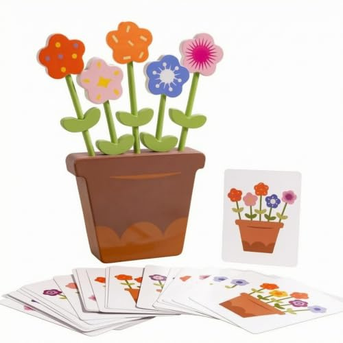Generic Floral Arrangement Game Wooden Flower Sorting And Assembly Puzzle With Planter Shape Card Led Arranging Activity Pieces Suitable for preschool stations homeschool lessons playroom fun
