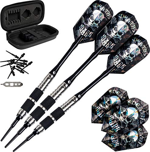 Viper by GLD Products Desperado Death Mark 80% Tungsten Soft Tip Dart Set with Case, Coarse Knurling, 18 Grams, Black, Double Knurled with Back Razor (21-3407-18)