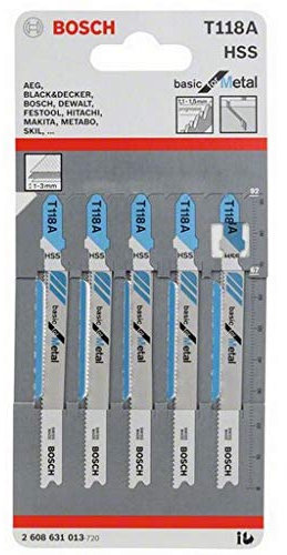 Bosch Stichsägeblätter T 118 A HSS Basis Metall 5 Stück - Produktlinie Zubehör PRO