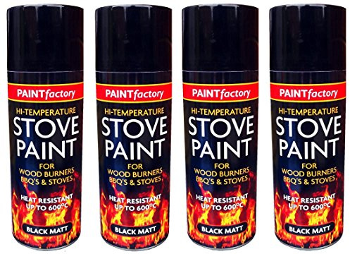 High Temperature Black Matt Stove Spray Paint Food Burners BBQ'S & Stoves 400ml (4)