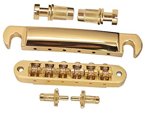 E-Gitarren Rollen Sattel Brücken Saitenhalter mit Schrauben-Set für - und Gitarren, Gold