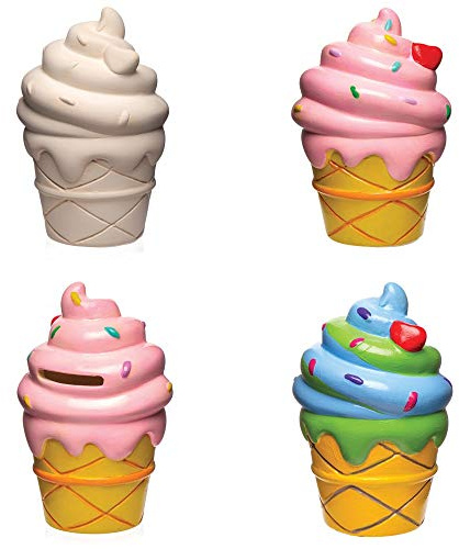 Baker Ross AW558 Eiscreme-Spardose, Keramik-Münzdose für Kinder zum Bemalen, Dekorieren und Vorzeigen, 2 Stück