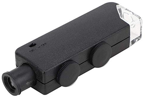 Walfront 60 bis 100X Einstellbares LED beleuchtetes Taschenmikroskop Tragbare Lupe zum genauen Beobachten von kleinen Objekten ideal für unterwegs
