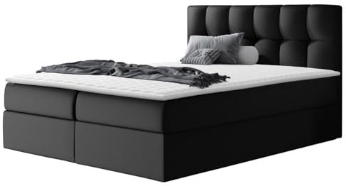 Mirjan24 Boxspringbett Cleofas, Amerikanisches Continentalbett mit 2 Bettkästen, Doppelbett mit Lattenrost und Matratze, Polsterbett, Bett mit Kopfteil, Bettgestell (Soft 011, 140 x 200 cm)
