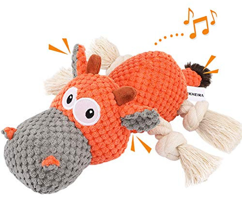 IOKHEIRA Hundespielzeug Unzerstörbar Große Hunde Mit Quietscher & Zugseil | Plüschspielzeug für Mittlere Kleine Hunde | Weiches Material Interaktives Spielzeug Kauspielzeug für Hund Weihnachten