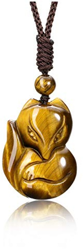 JSDDE Fuchs Kette, Fuchs Anhänger Halskette, Amulett Edelsteine Anhänger, Heilsteine Kette, geflochten Glückskette, Reiki Heilung Glücksbringer Schmuck für Damen Herren