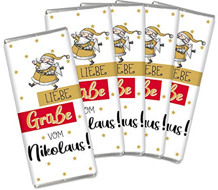 STEINBECK 5er Set Mini Schokolade Nikolaus Geschenk Adventskalender Wichtel 18g Vollmilch Weihnachten Tischdekoration Nikolausfeier