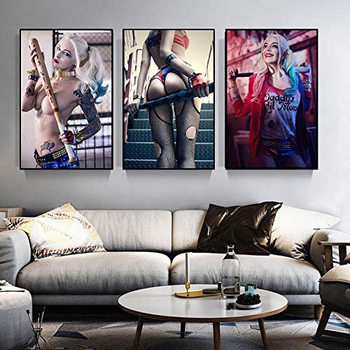 manbgt Film Sexy Clown Mädchen Harley Quinn Anime Poster Startseite Leinwanddruck Wohnzimmer Leinwand Leinwand Dekoration Malerei Kunst Poster 50X70cm 20x28inch Kein Rahmen