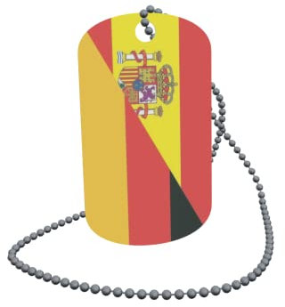 U24 Dog Tag Erkennungsmarke ID Tag an Kette Flagge Spanien-Deutschland Alu 30 x 50 mm