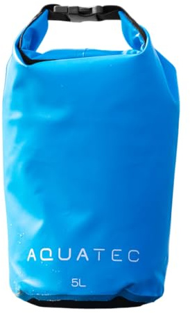 AQUATEC Vattentäta torra väskor – 4 x storlekar: 2 l/3 l/5 l/10 l | Lätt vattentät väska | stark väska med säker fästning | perfekt för kajak/paddelbord/camping (5 l | ljusblå)