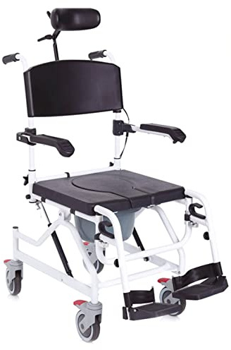 Silla cómoda para inodoro y ducha sobre ruedas Relleno de poliuretano basculante Art. RS844 (asiento de 46 cm)
