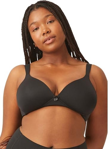 Naturana® Women's Wireless Bra [Cup A-D] | 100% Padded Straps | Wire-Free Bra with Seamless Cups | Women's Bra with Underbust Band 40 Black A