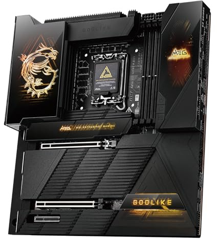 MSI MEG Z890 GODLIKE, E-ATX - Unterstützt Intel Core Ultra Prozessoren (Series 2), LGA 1851 - Dynamic Dashboard III, EZ Slide M.2, DDR5 (9200+ MT/s OC), M.2 & PCIe 5.0, Thunderbolt 5, Wi-Fi 7, 10G LAN