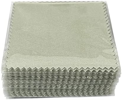 Haobase Lot de 50 chiffons de nettoyage pour bijoux en argent sterling, or, platine (gris)