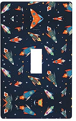 Rocket In Space Unbreakable Midsize Outlet Cover,Impact Resistant Switch Plate,Decorative Wall Plate Cover