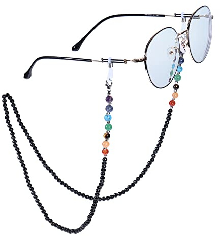 Nupuyai 7 Chakra Crystal Stone Beaded Eyeglass Chain for Women, Ladies Sunglass Chain Face Mask Chain Eyeglass Cord Band Myopia Reading Glass Chain