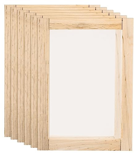 sourcing map Lot de 6 petits cadres de sérigraphie en bois réutilisables et lavables avec maille 120 pour débutants 26 x 17,8 cm