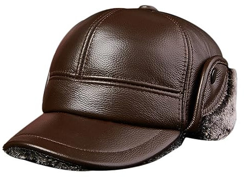 Leder Baseball Kappe Wintermütze Fliegermütze Trappermütze Kunstfellmütze Herren mit Ohrenklappen