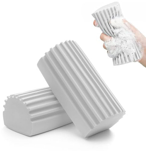 Plumero Humedo Esponja, Esponja Polvo Limpieza Mágica Esponja de Limpieza Húmeda Esponja Humeda Atrapapolvo para Limpiadores de Polvo Domésticos Persianas, Vidrio, Espejos, Ventanas (2pcs grises)