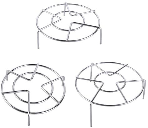 Pokinge 3 Packungen Edelstahl-Dampfgarer-Gestell, runder Kochdampferständer, Metalldampftablett, Küche, Kochtopf-Zubehör (3 Größen)