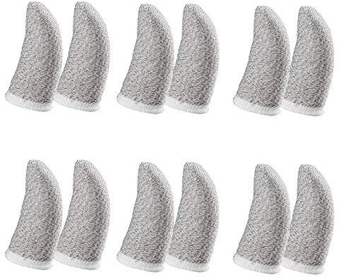 CukYi Gaming-Handschuhe, Fingerhandschuhe, Finger-Ärmel, Gaming-Finger-Ärmel, 18-polige Kohlefaser-Finger-Ärmel for PUBG Mobile Games, Kontakt-Bildschirm-Finger-Ärmel, Weiß (12 Stück)