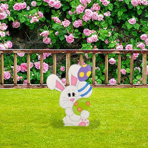 Osterdeko Acryl Kaninchen Deko Ostern Stecker Gartendeko Osterhase Osterdeko Hase Gartendeko Frühling Ostern Deko Hasen zum Stecken Garten Dekoration Ostern Gartenstecker für Frühling (A-2, One Size)
