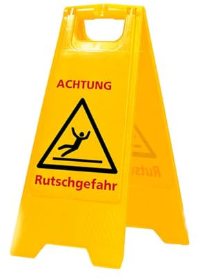 Warnschild Warnaufsteller Achtung Rutschgefahr Vorsicht Glätte Hinweis gelb