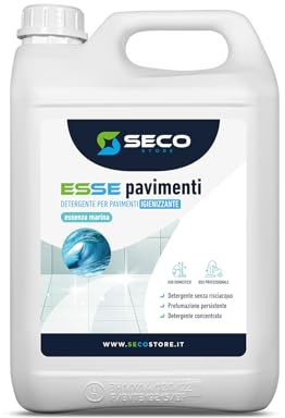 SECOSTORE Detergente Pavimenti Profumato ESSE PAVIMENTI, Senza Risciacquo, Concentrato, Multisuperficie | Essenza Marina - Tanica 5 litri