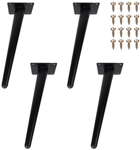 Zllzpzd 4 Patas Mesa Metal Negro 25cm Inclinadas – Base para Muebles