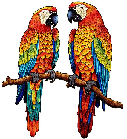 SECOGM Holzpuzzle Erwachsene, 200 Teile Plaudernde Papageien Holz Puzzle Erwachsene, 25x28cm Wooden Puzzle, Unregelmäßige Form, ‌Premium-Holzpuzzle Geschenkbox