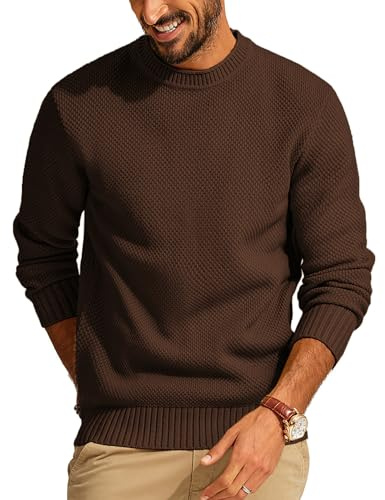 PJ PAUL JONES Herren Strickpullover Regular Fit Feinstrick Pullover Klassische Einfarbig Winterpullover (Dunkelbraun, M)