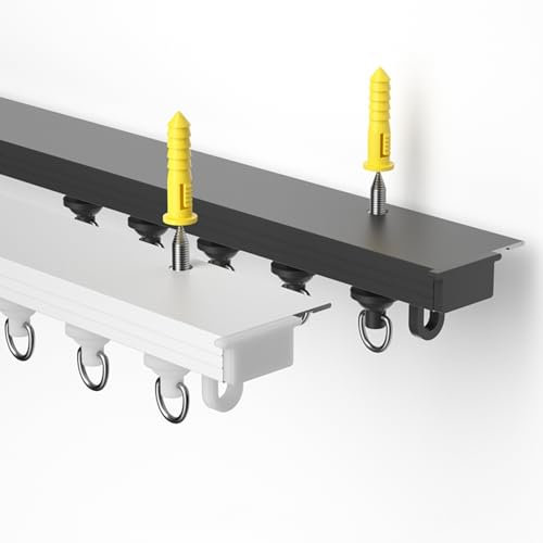 NOIRDA Vorhangschiene Für Decken- Oder Wandmontage, Aluminium-Vorhangschienen-Set Für Vorhänge, Wohnmobil, Schrank, Raumteiler(White,120cm)
